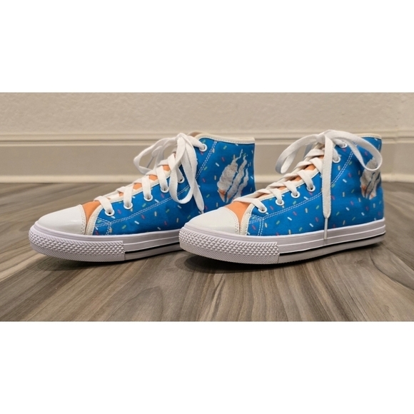 Fire Merch Youth High Tops - Fun Sweet Ice Cream Sprinkles Design - Size Y4 - Picture 1 of 10